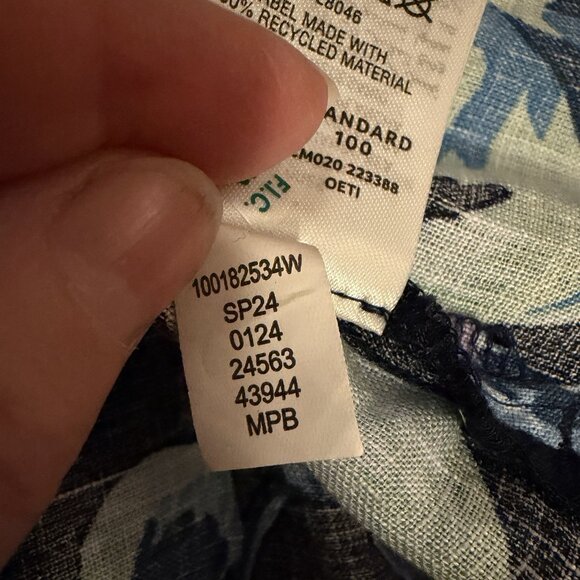 Charter Club Luxury 100% Linen Button Down Shirt Blue Floral 1X Vacation Resort - Picture 8 of 8